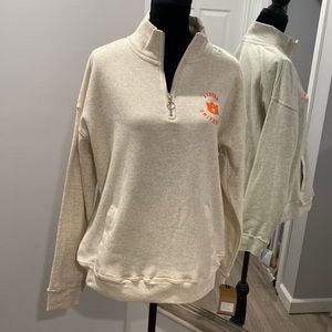 NWT Auburn University oatmeal quarter zip banded hem l/s extra soft sweater